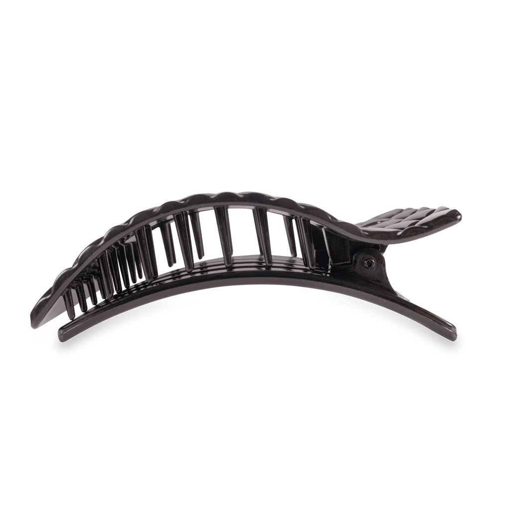TELETIES Jet Black Quilted Large Flat Rectangle Hair Clip