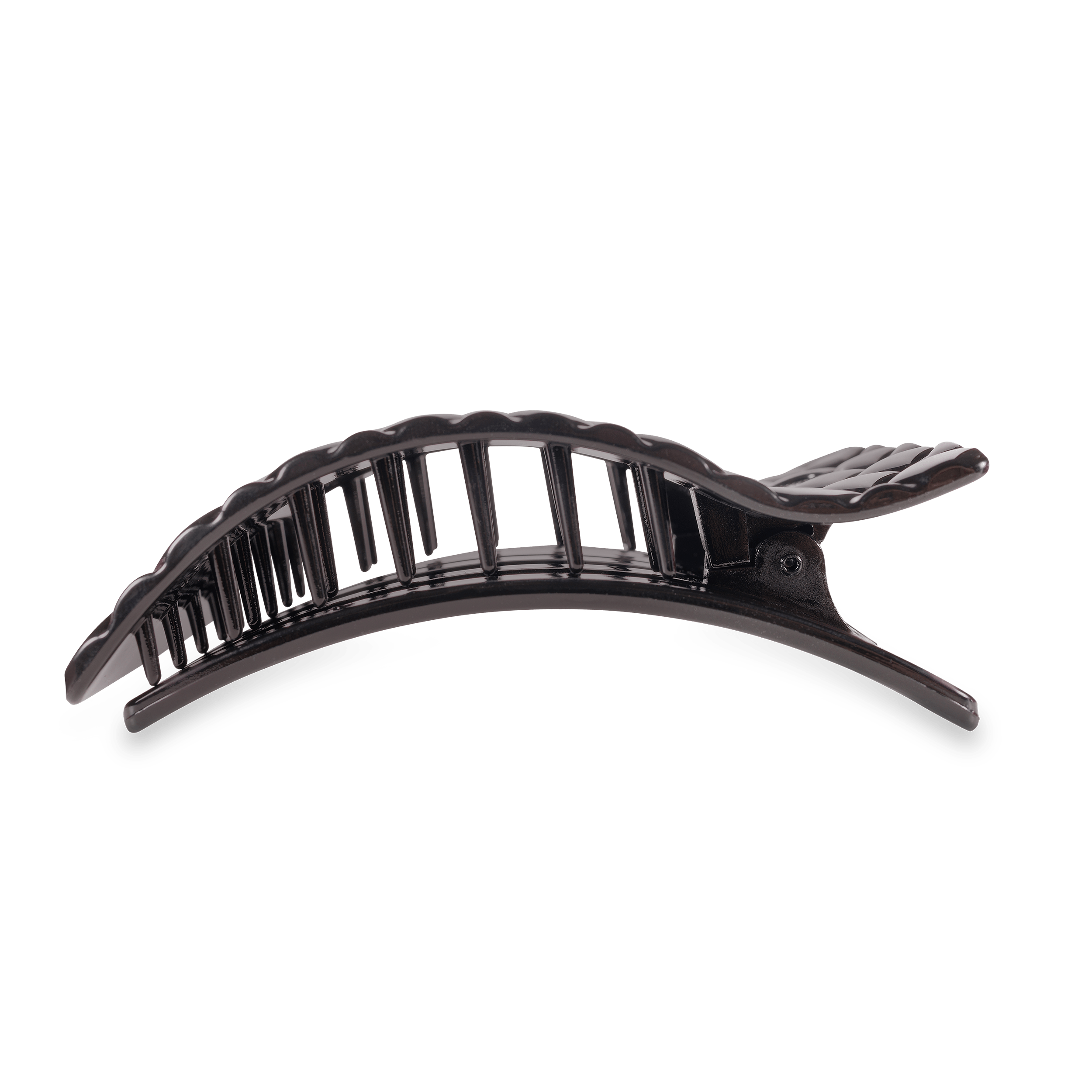TELETIES Jet Black Quilted Large Flat Rectangle Hair Clip