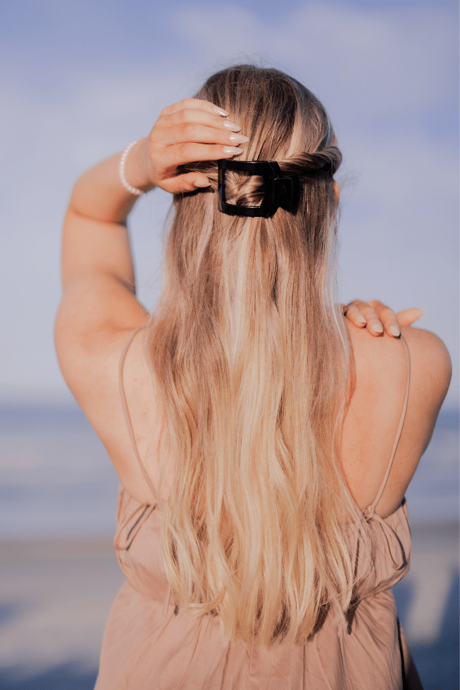 TELETIES Jet Black Small Flat Square Hair Clip SpadezStore