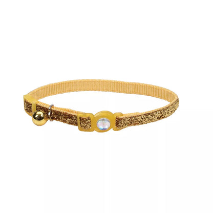 Safe Cat Jeweled Adjustable Breakaway Cat Collar - Gold Glitter