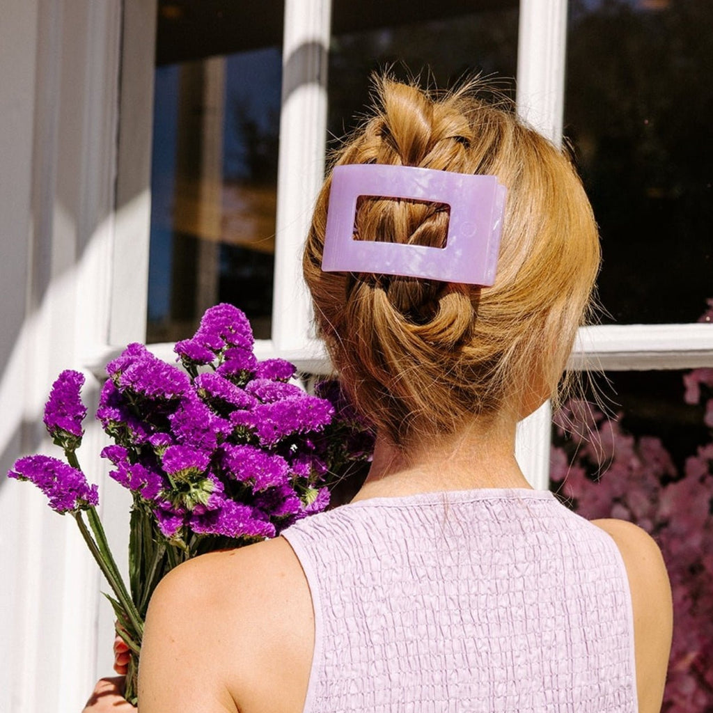 TELETIES Lavender Mist Large Flat Rectangle Hair Clip