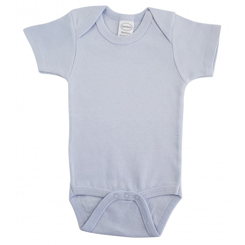 Bambini Interlock Blue Short Sleeve Onesie SpadezStore