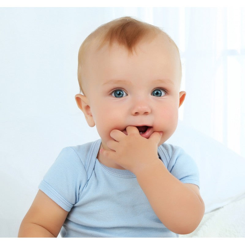 Bambini Interlock Blue Short Sleeve Onesie SpadezStore