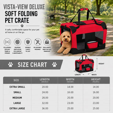 Pet Life 'Deluxe 360° Vista View' Zippered Soft Folding Collapsible Metal Framed Pet Dog Crate House Carrier w/ Removable Bowl and Pop-out Tray