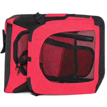 Pet Life 'Deluxe 360° Vista View' Zippered Soft Folding Collapsible Metal Framed Pet Dog Crate House Carrier w/ Removable Bowl and Pop-out Tray