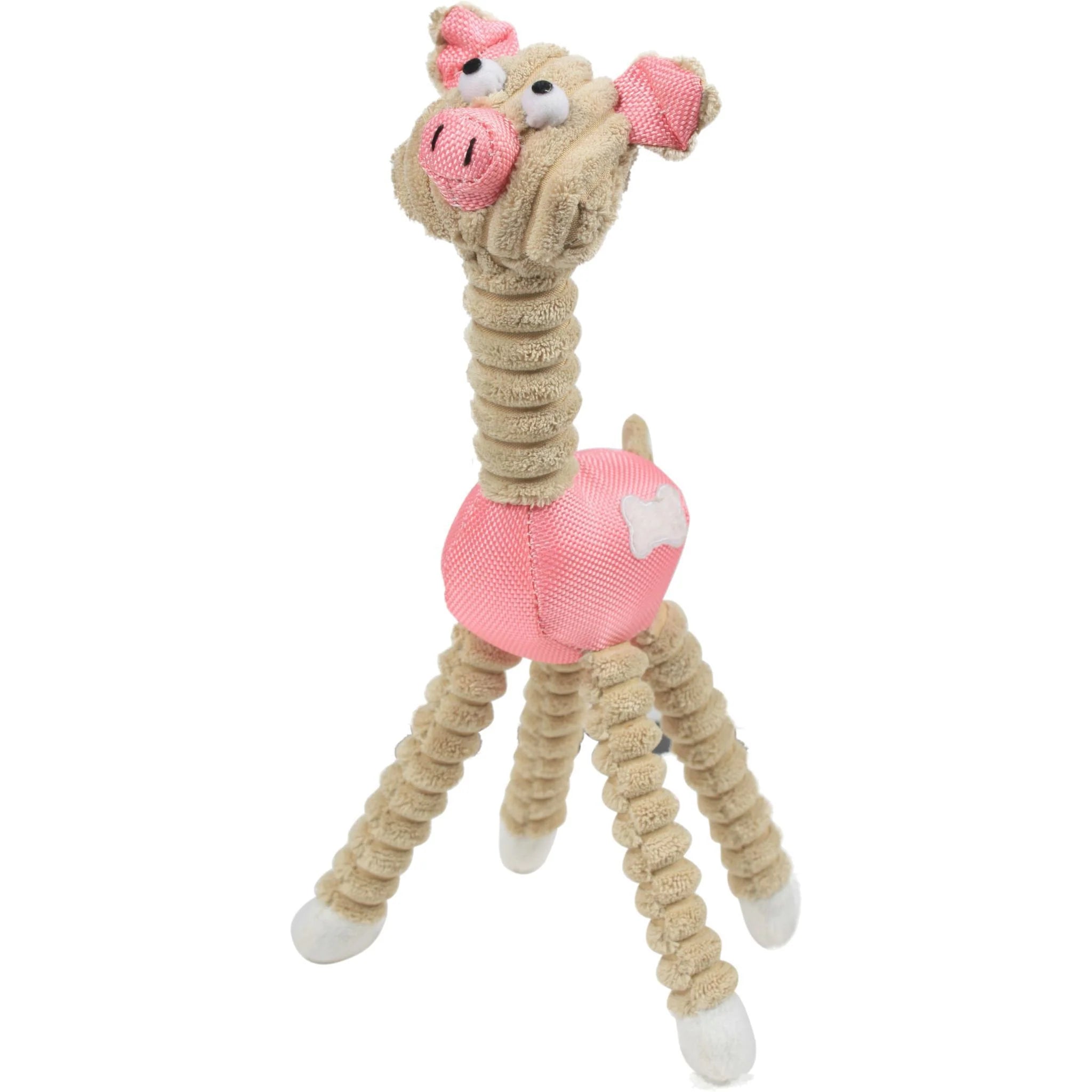 Pet Life 'Giraffe Cow' All Natural Recyclable Jute Rope and Squeak Chew Pet Dog Toy