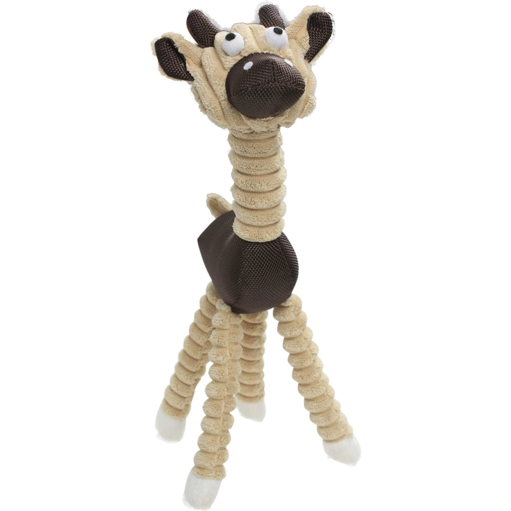 Pet Life 'Giraffe Cow' All Natural Recyclable Jute Rope and Squeak Chew Pet Dog Toy
