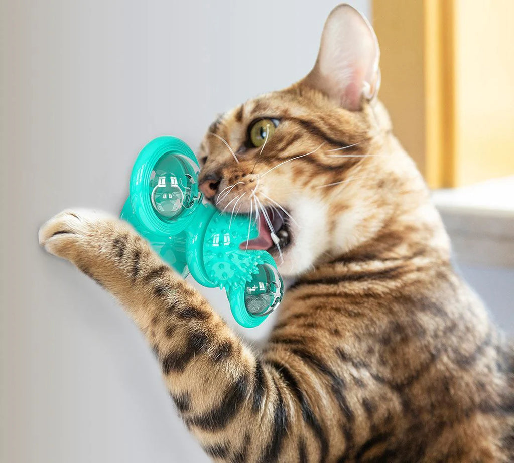Pet Life Windmill Rotating Suction Cup Spinning Cat Toy SpadezStore