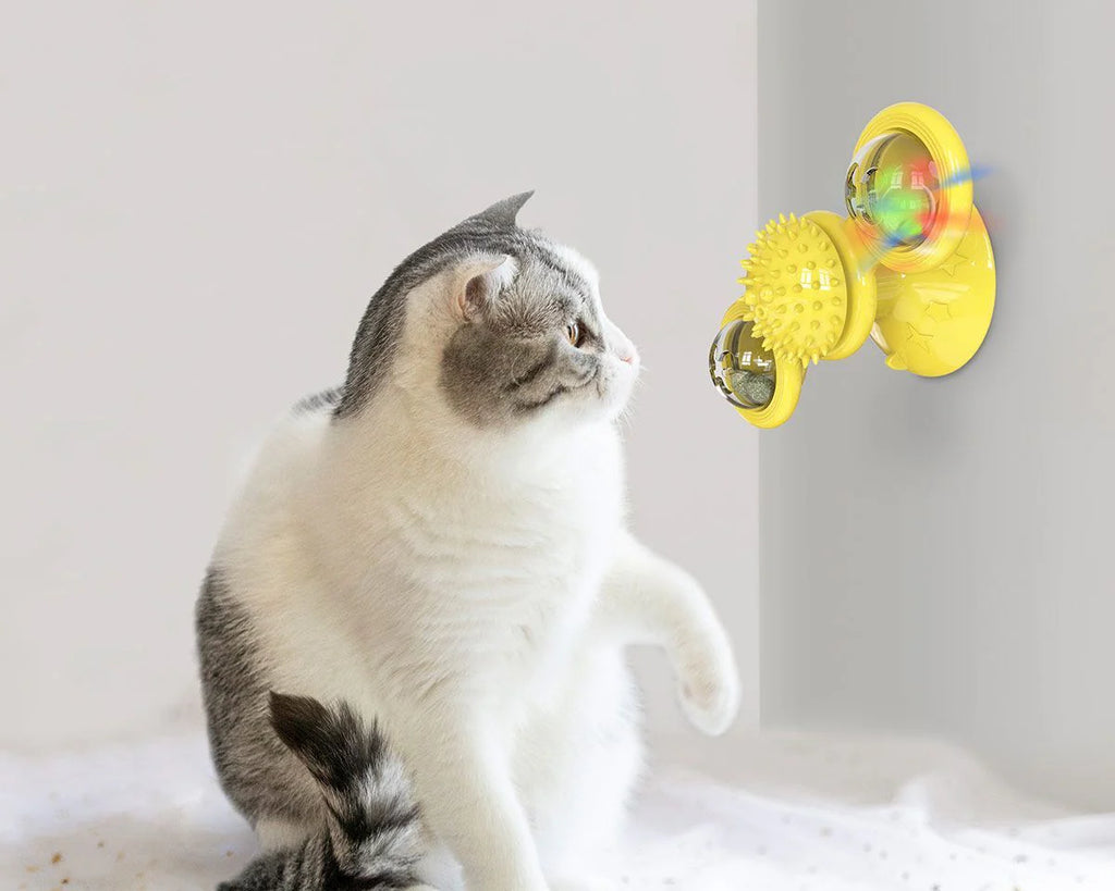 Pet Life Windmill Rotating Suction Cup Spinning Cat Toy SpadezStore