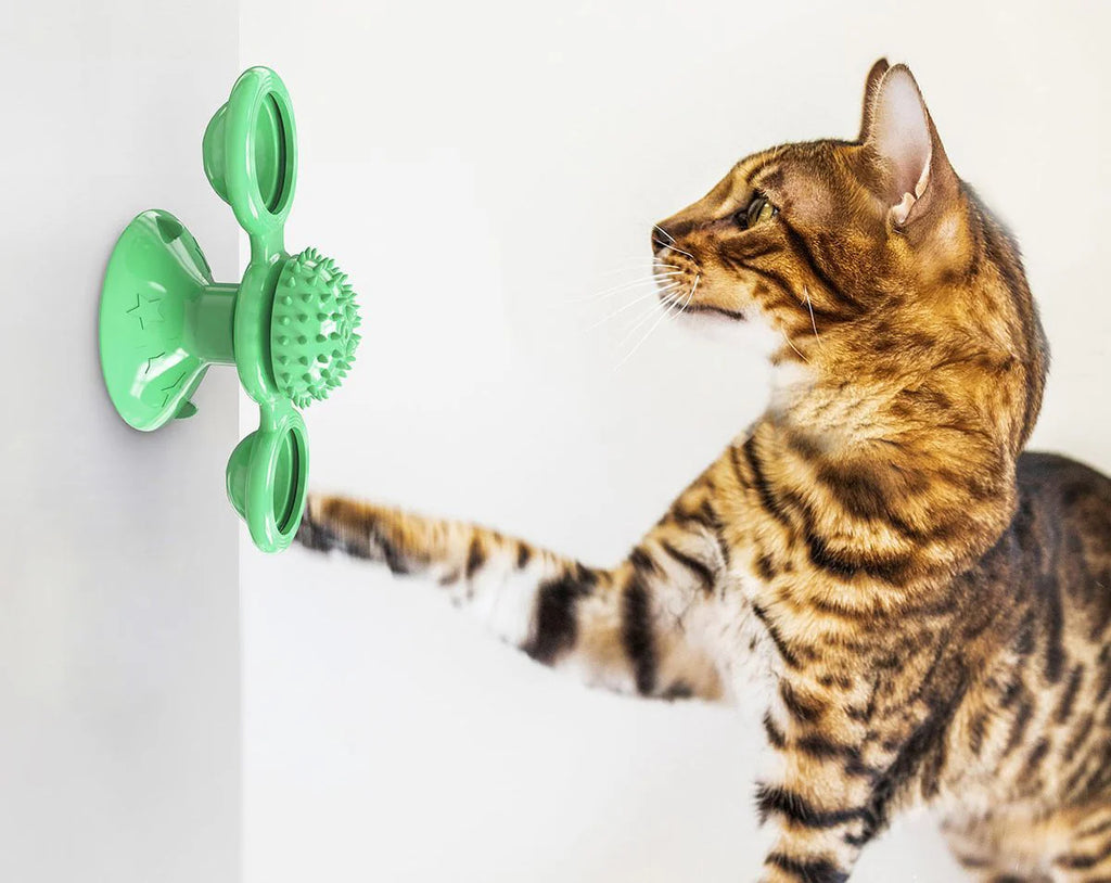 Pet Life Windmill Rotating Suction Cup Spinning Cat Toy SpadezStore