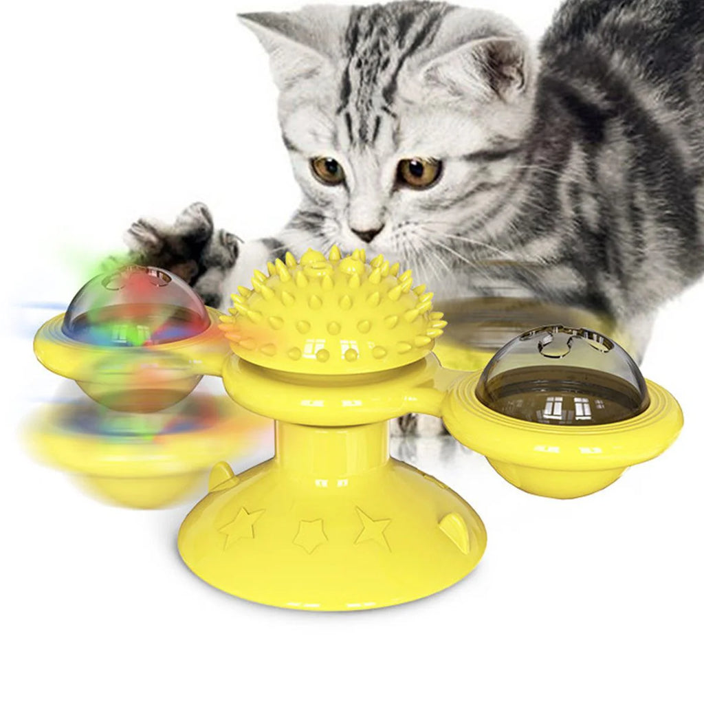 Pet Life Windmill Rotating Suction Cup Spinning Cat Toy SpadezStore