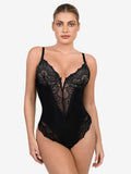 Popilush Shapewear Lace Deep V-Neck Sculpting Thong Bodysuit