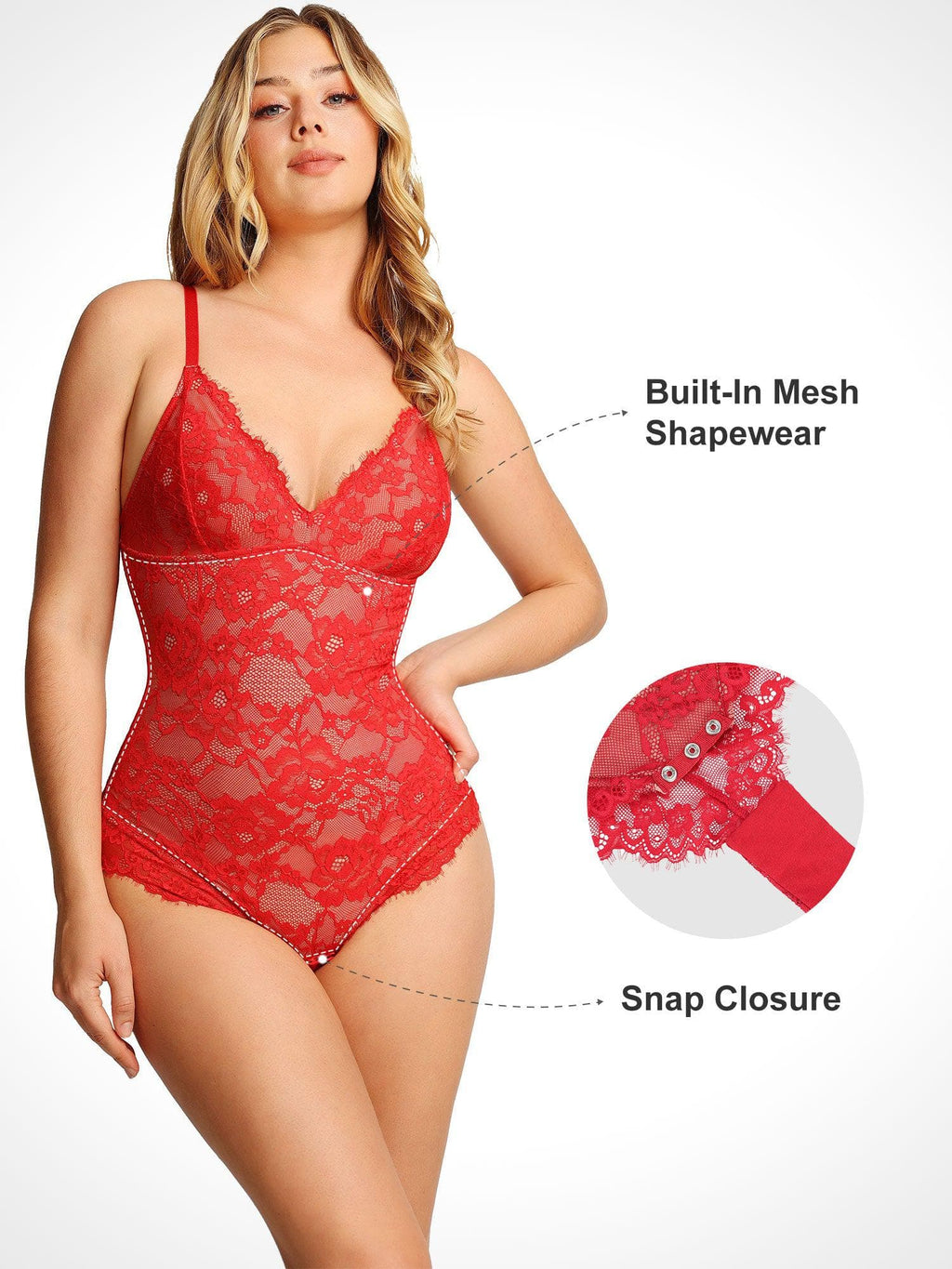 Popilush Shapewear Firm Control Smoothing Full Lace Thong Bodysuit SpadezStore