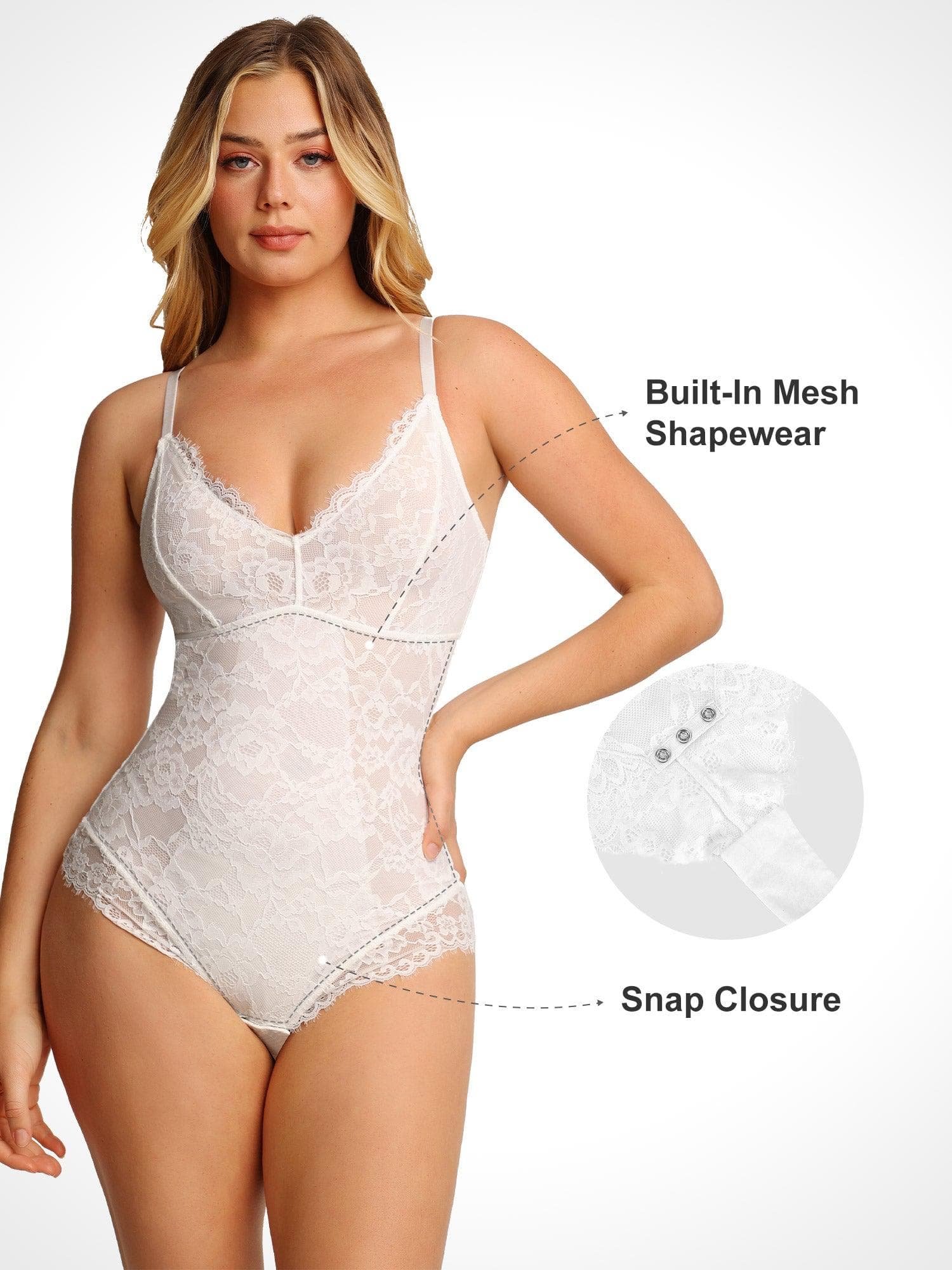 Popilush Shapewear Firm Control Smoothing Full Lace Thong Bodysuit SpadezStore