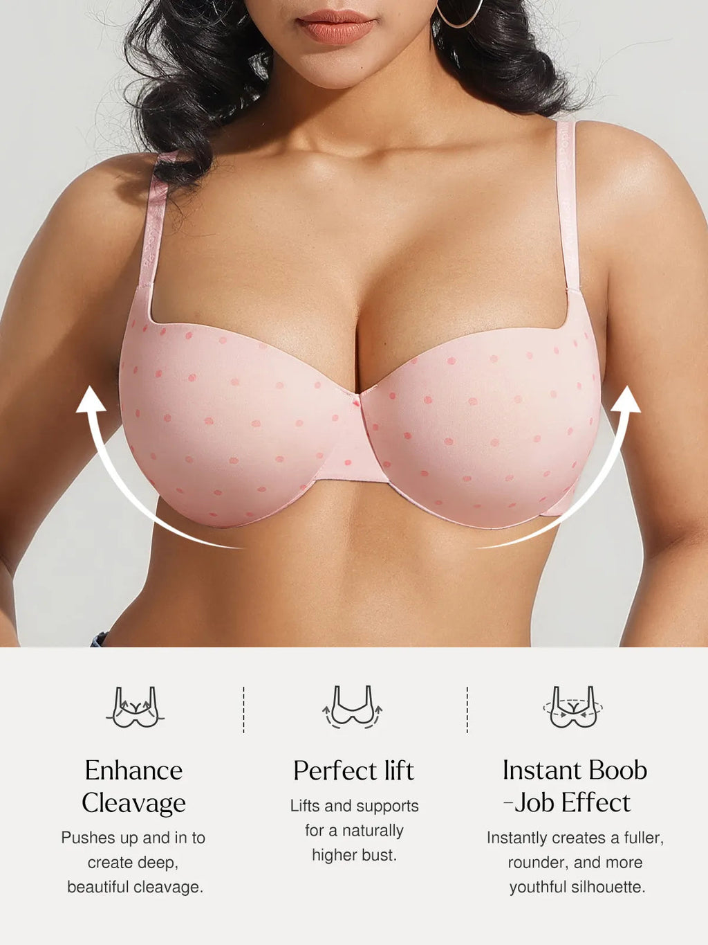 Popilush Seamless Balconette Push-Up T-Shirt Bra