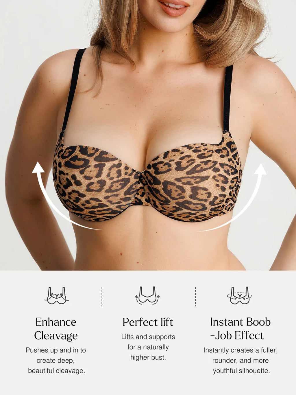 Popilush Seamless Balconette Push-Up T-Shirt Bra