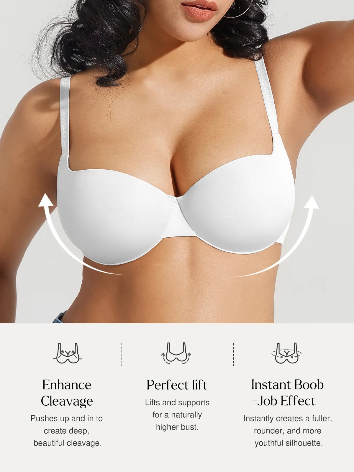 Popilush Seamless Balconette Push-Up T-Shirt Bra