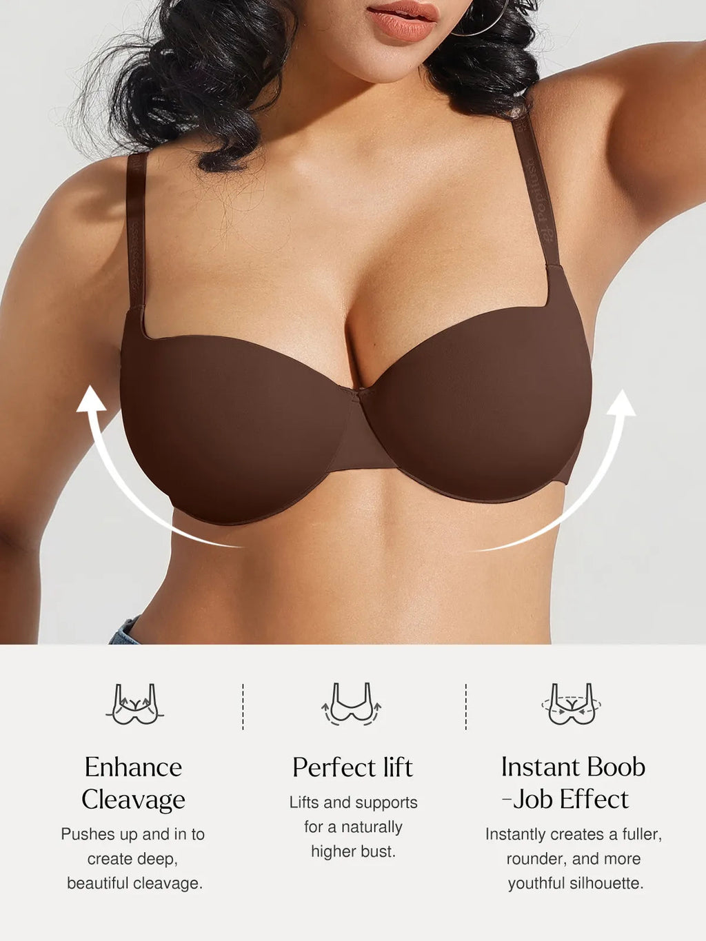 Popilush Seamless Balconette Push-Up T-Shirt Bra