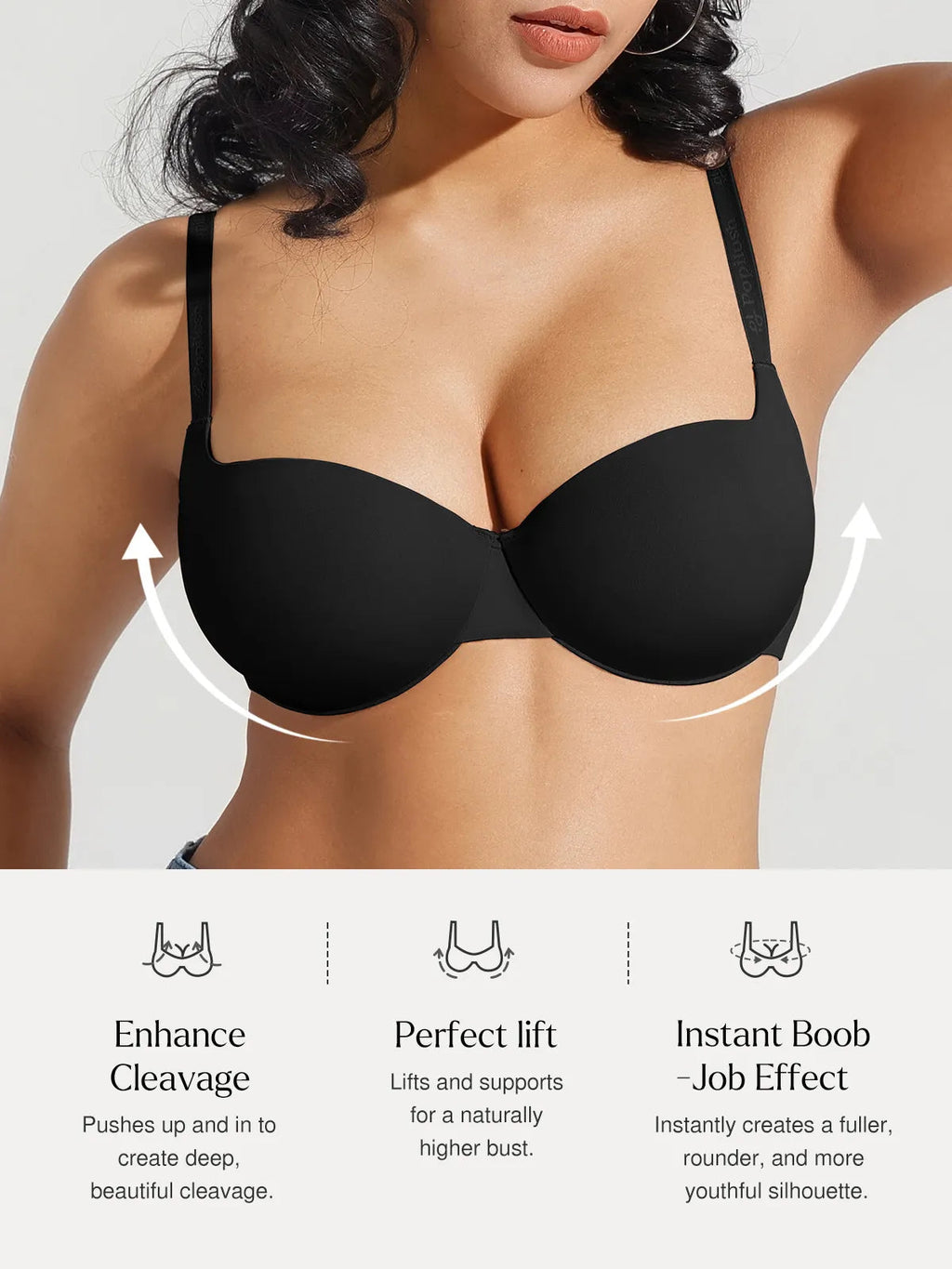 Popilush Seamless Balconette Push-Up T-Shirt Bra