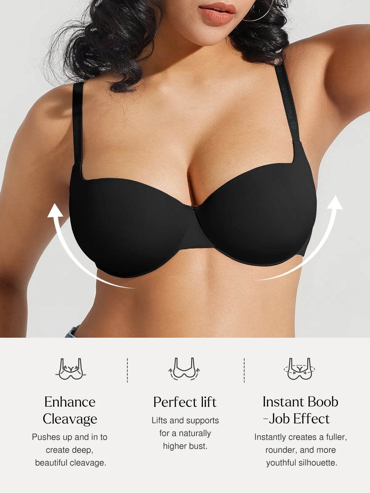 Popilush Seamless Balconette Push-Up T-Shirt Bra