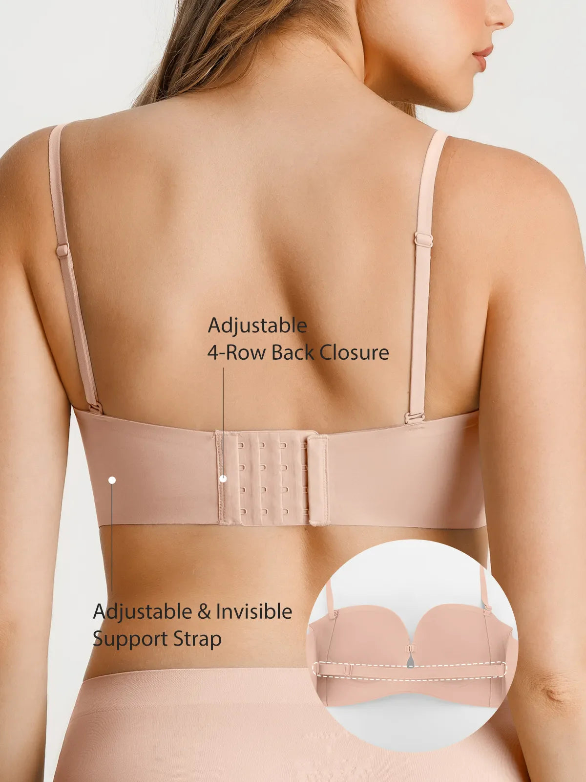 Popilush Seamless Non-Slip Push-Up Shaping Strapless Bra