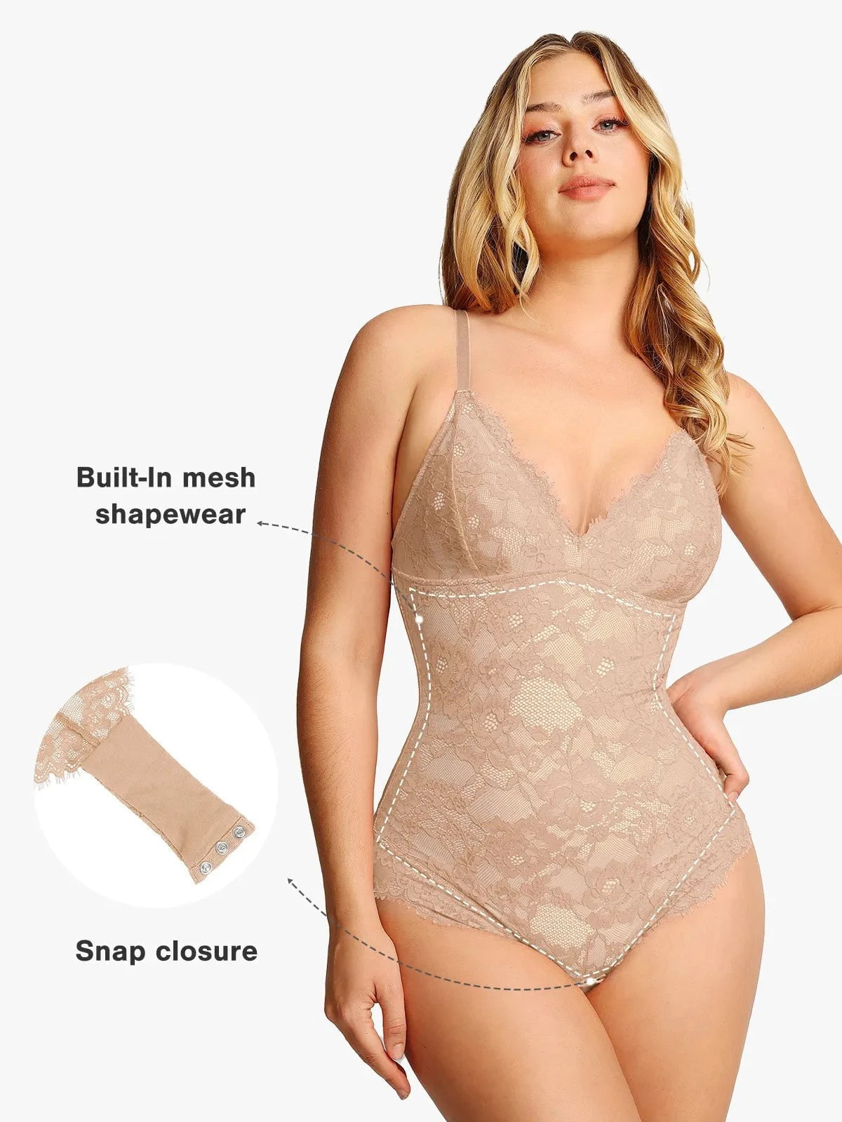 Popilush Shapewear Firm Control Smoothing Full Lace Thong Bodysuit SpadezStore