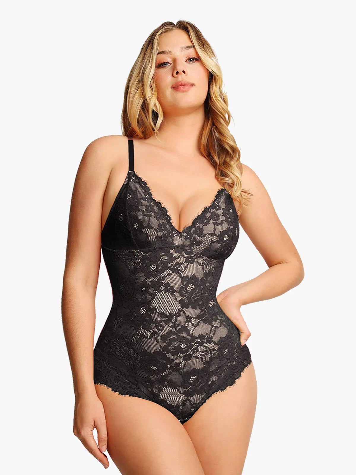 Popilush Shapewear Firm Control Smoothing Full Lace Thong Bodysuit SpadezStore