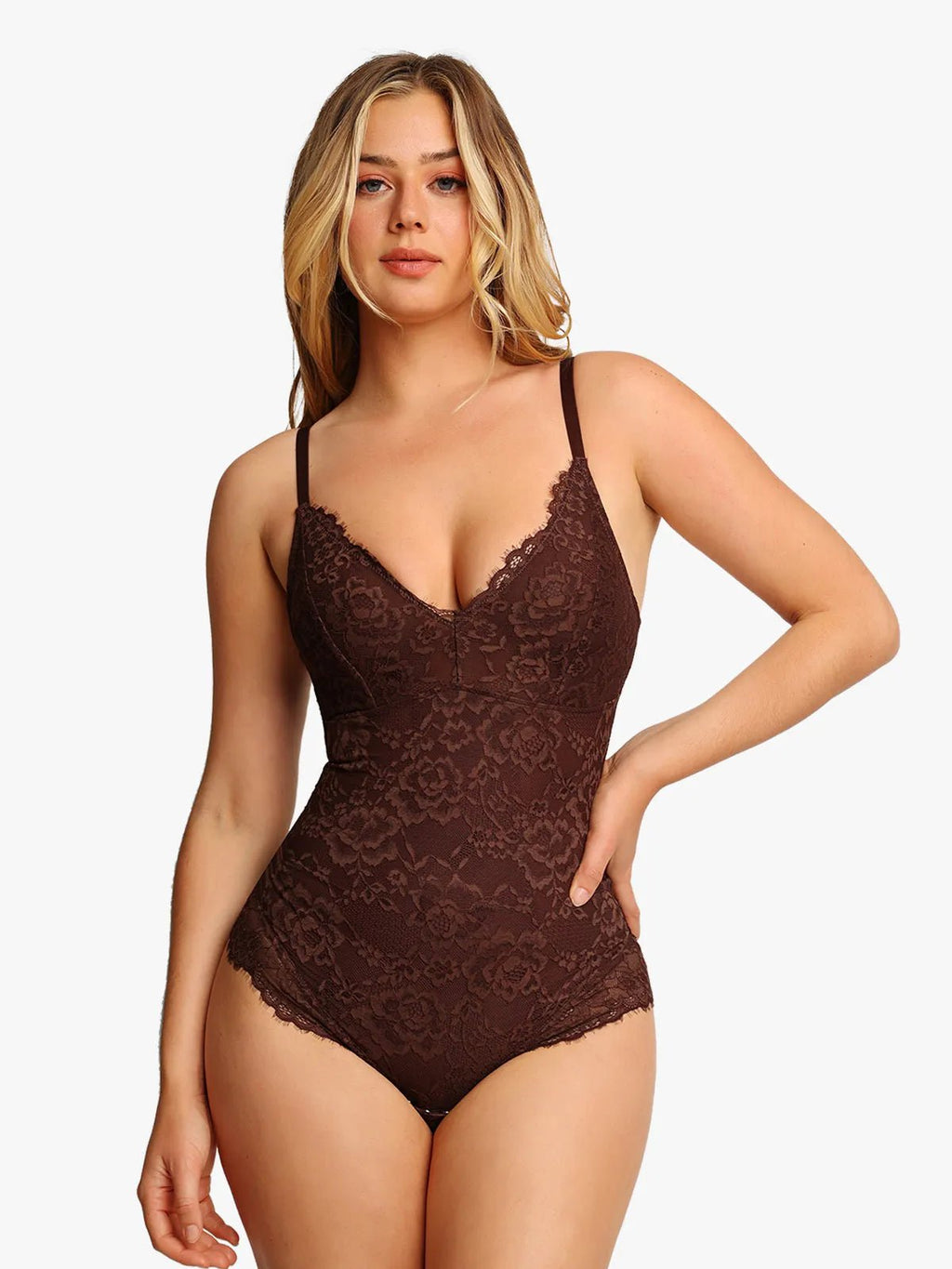 Popilush Shapewear Firm Control Smoothing Full Lace Thong Bodysuit SpadezStore