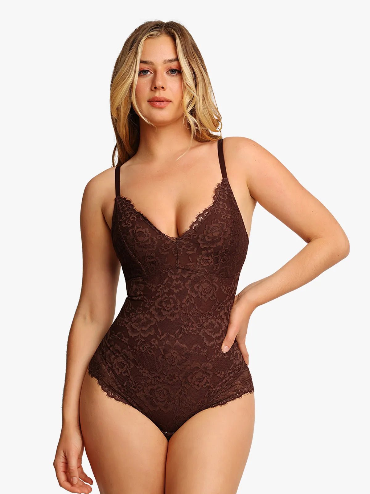 Popilush Shapewear Firm Control Smoothing Full Lace Thong Bodysuit SpadezStore