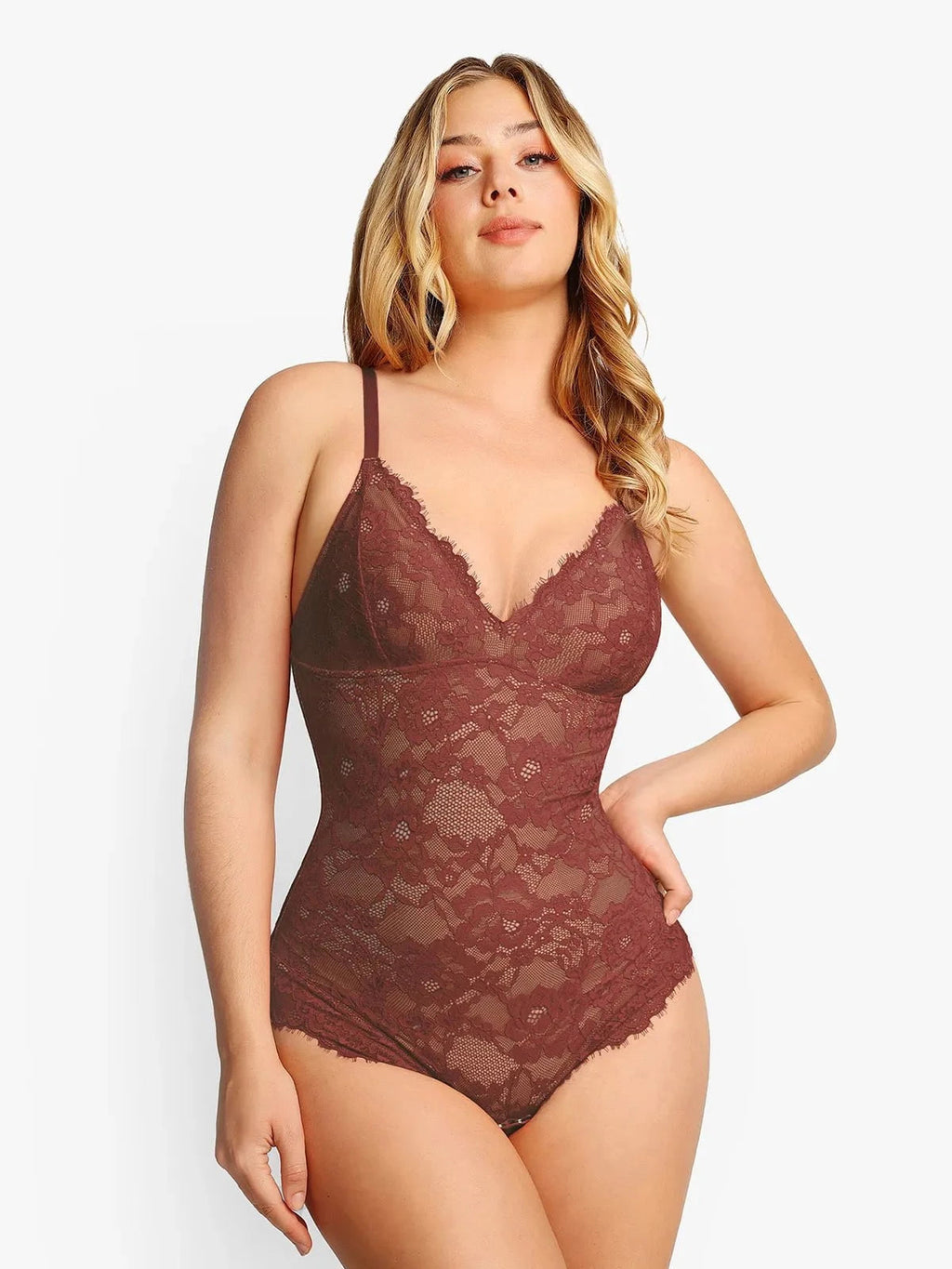Popilush Shapewear Firm Control Smoothing Full Lace Thong Bodysuit SpadezStore