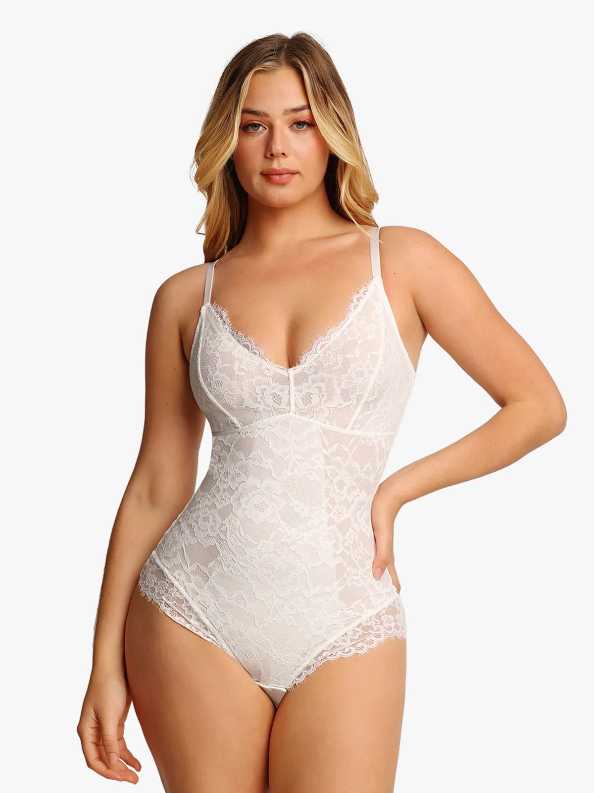 Popilush Shapewear Firm Control Smoothing Full Lace Thong Bodysuit SpadezStore