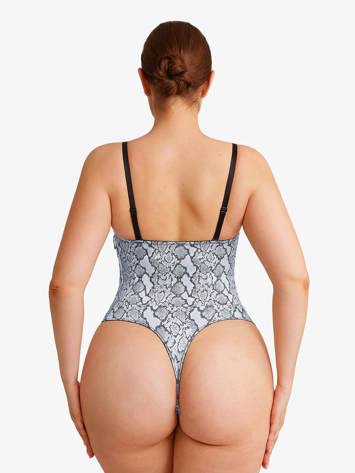 Popilush Shapewear Lace-Up Corset Bodysuit with Removable Straps