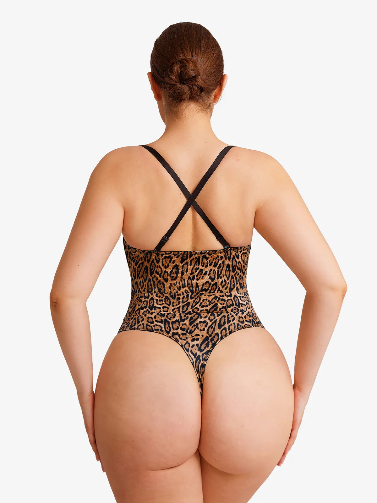 Popilush Shapewear Lace-Up Corset Bodysuit with Removable Straps