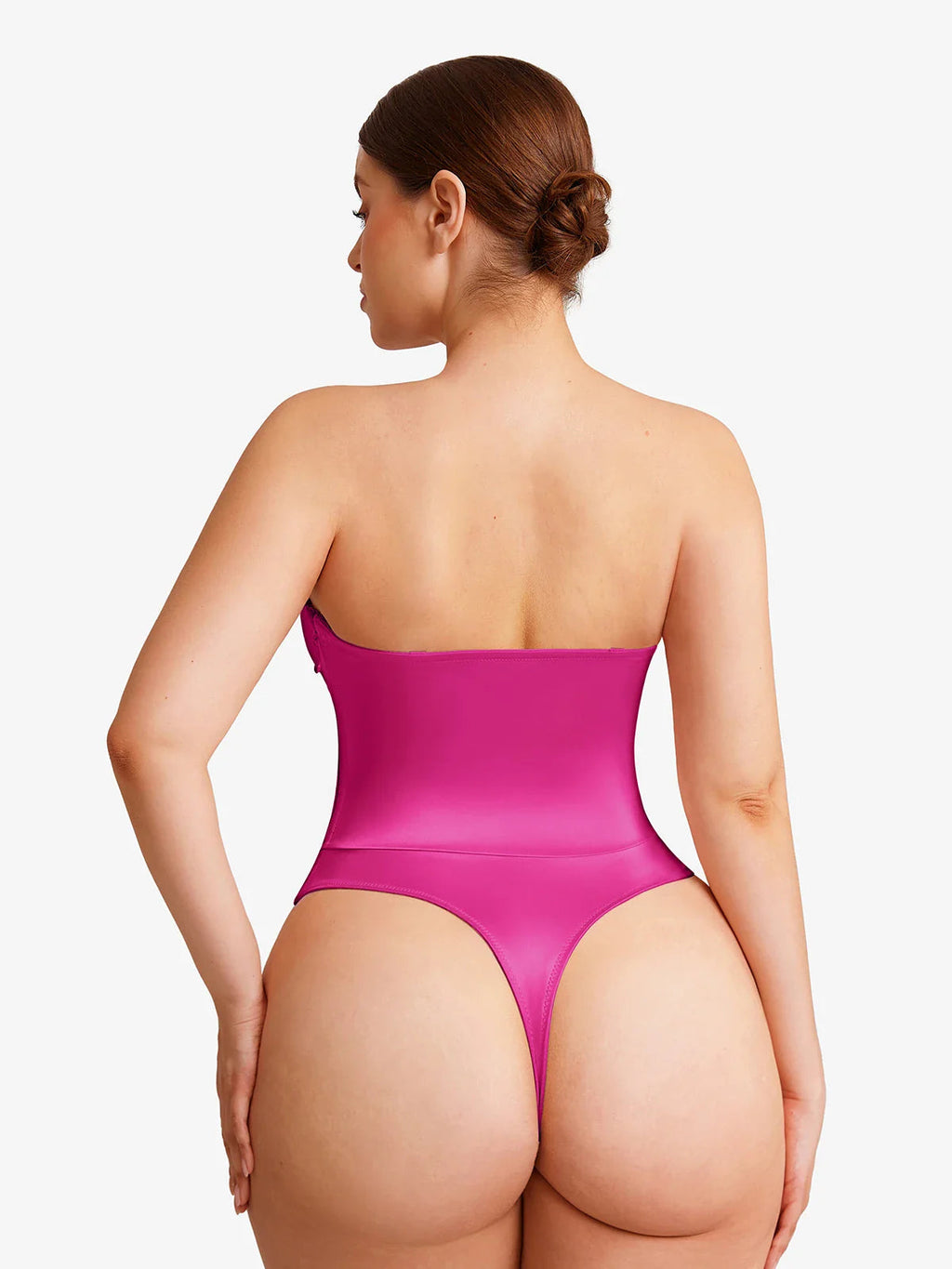 Popilush Shapewear Lace-Up Corset Bodysuit with Removable Straps