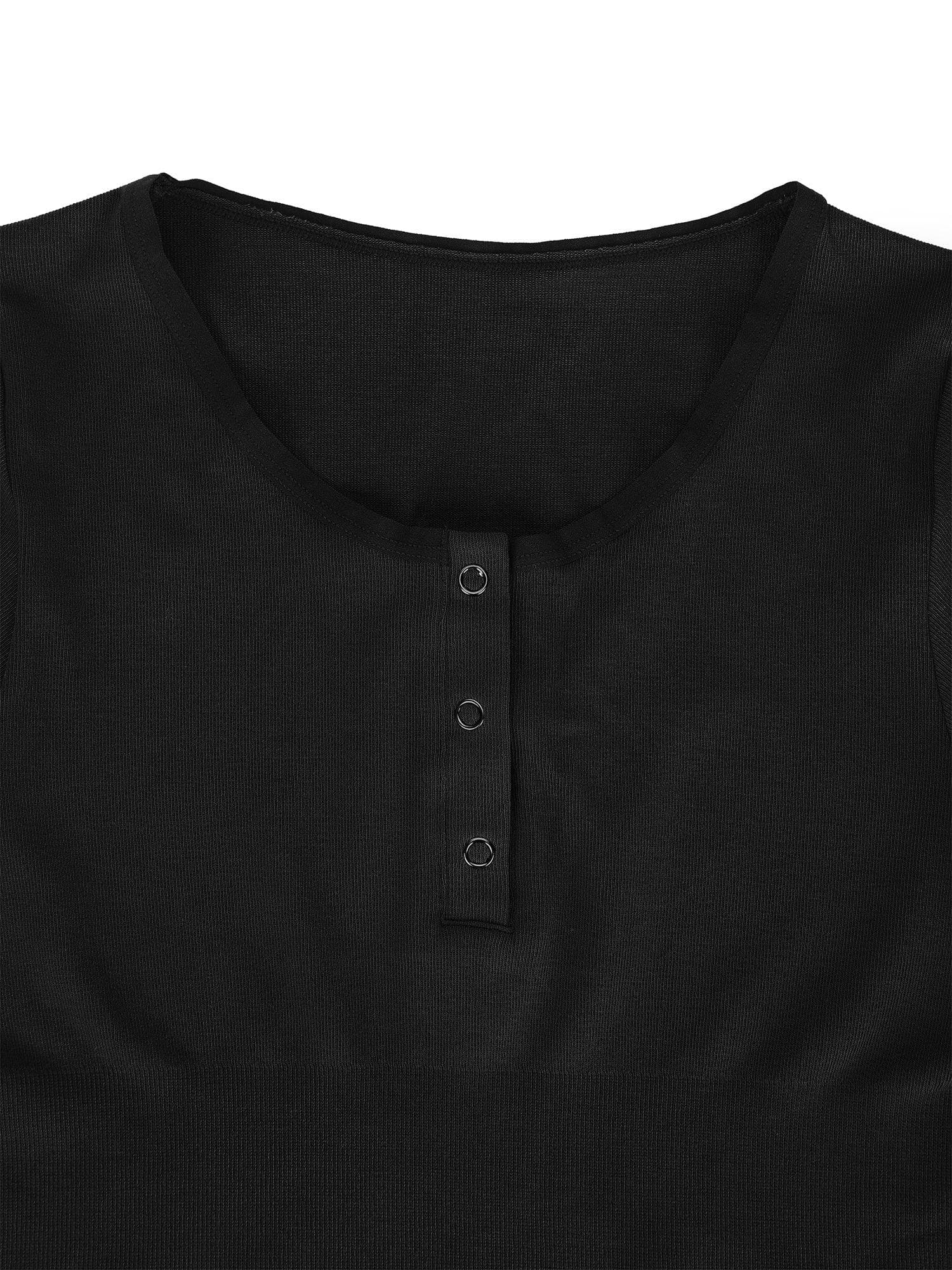 Popilush Shapewear Seamless Modal Long Sleeve Henley Bodysuit