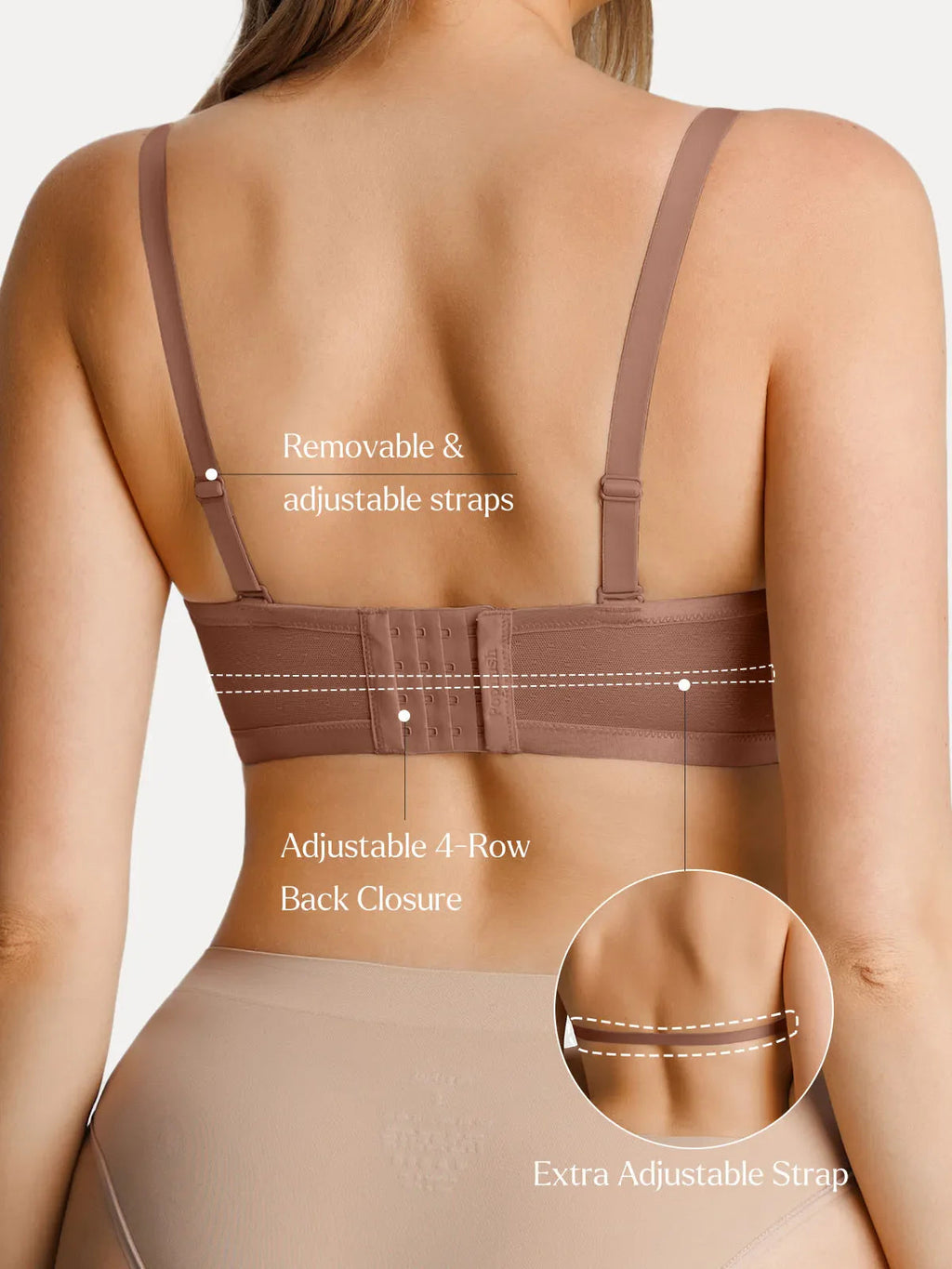 Popilush Unlined Sheer Mesh Strapless Minimizer Underwire Bra
