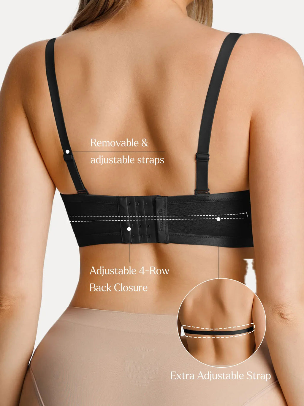 Popilush Unlined Sheer Mesh Strapless Minimizer Underwire Bra