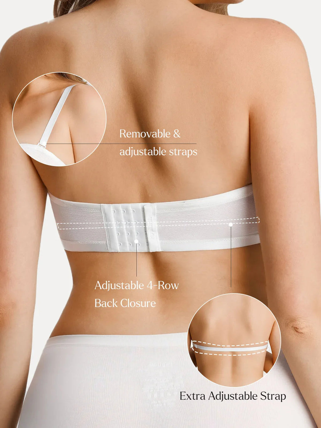 Popilush Unlined Sheer Mesh Strapless Minimizer Underwire Bra