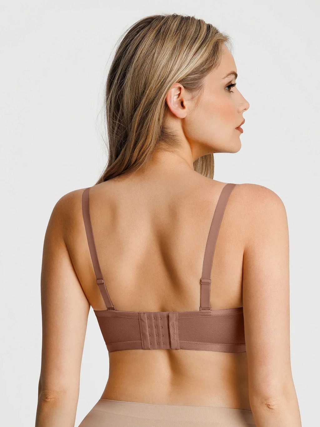 Popilush Unlined Sheer Mesh Strapless Minimizer Underwire Bra