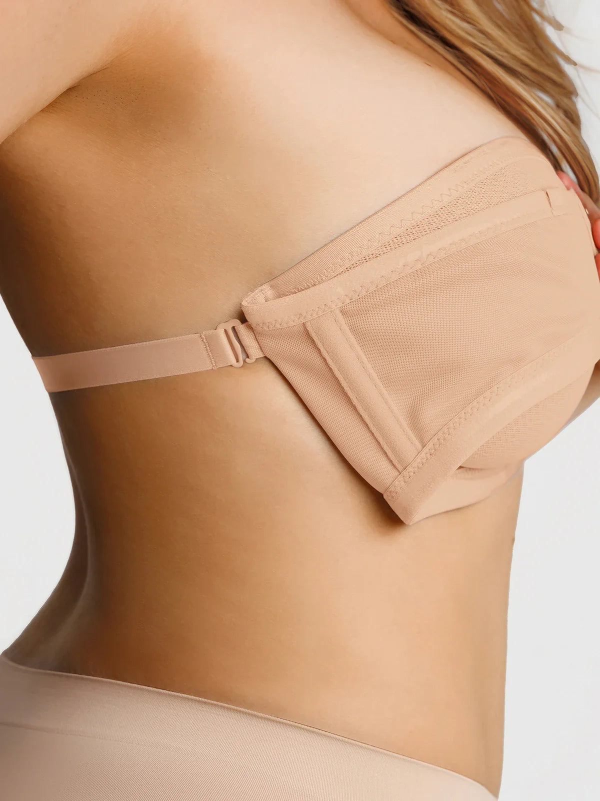 Popilush Unlined Sheer Mesh Strapless Minimizer Underwire Bra