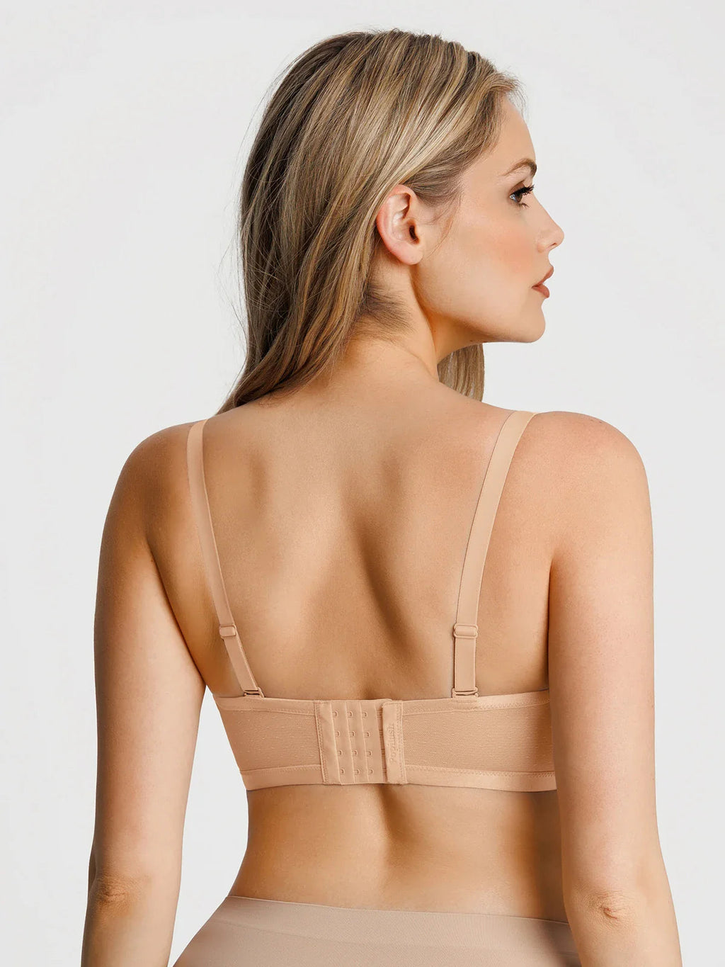 Popilush Unlined Sheer Mesh Strapless Minimizer Underwire Bra