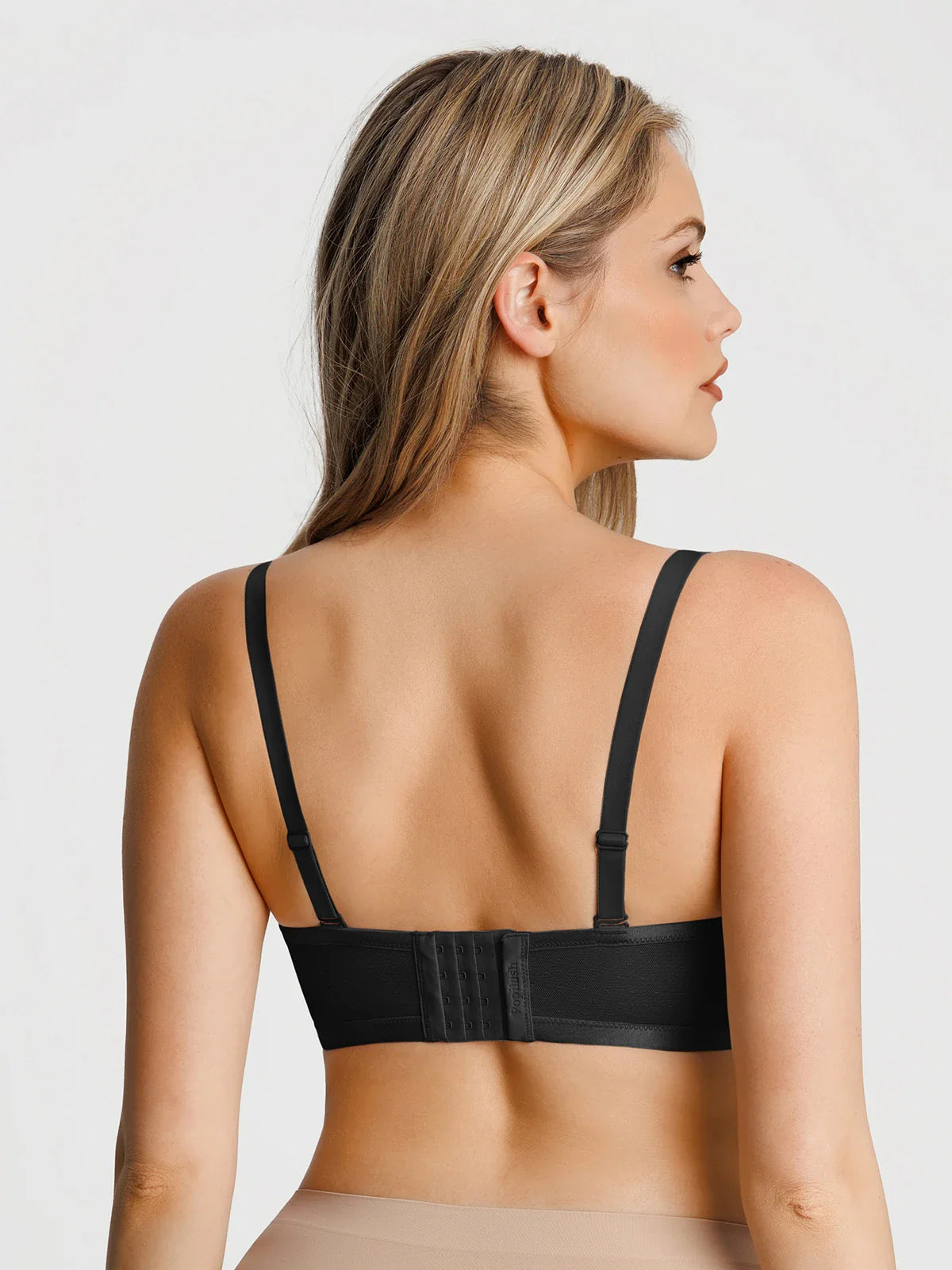Popilush Unlined Sheer Mesh Strapless Minimizer Underwire Bra