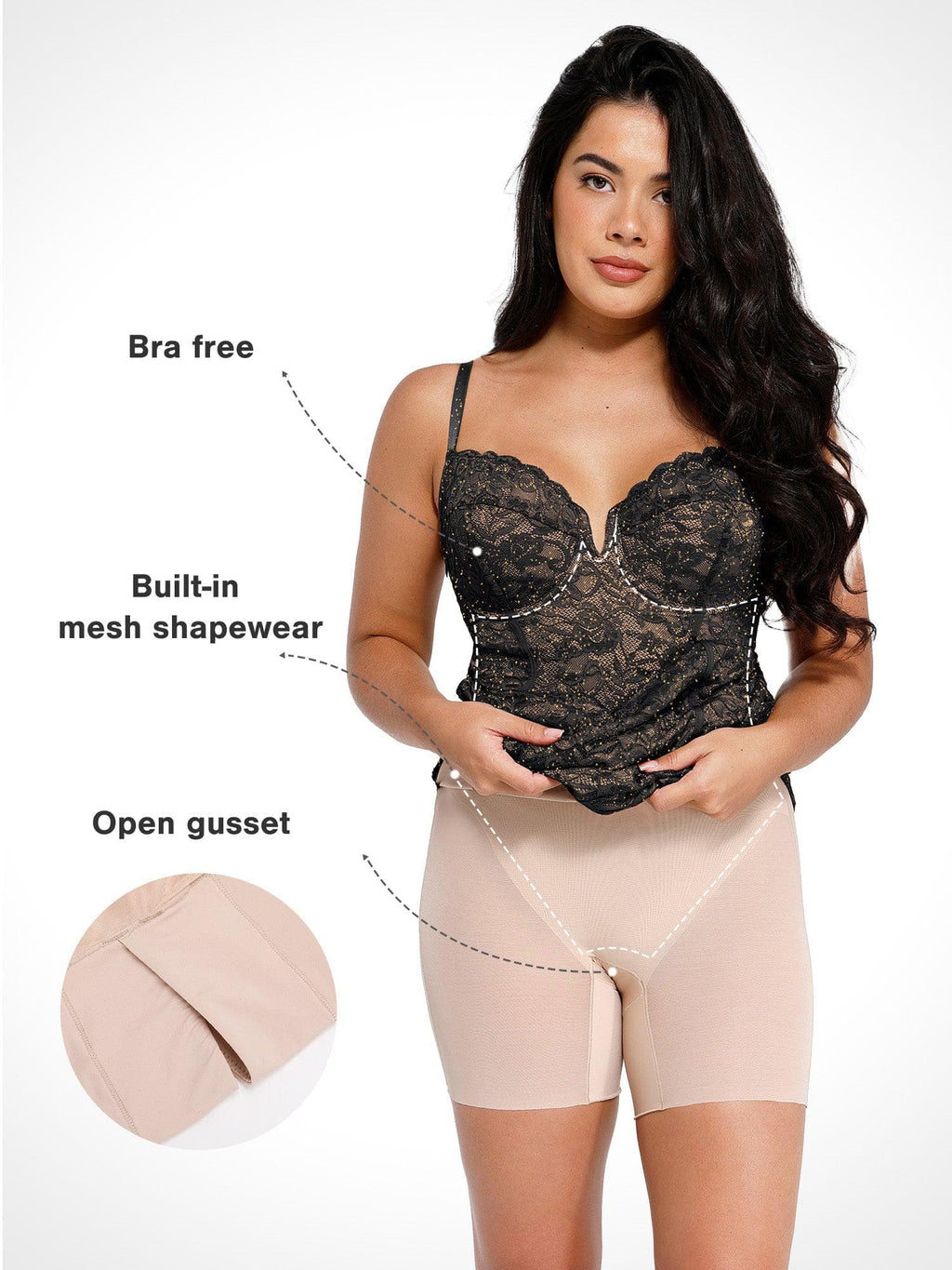 Popilush Shapewear All-Lace Hourglass Corset Side Slit Midi Dress SpadezStore