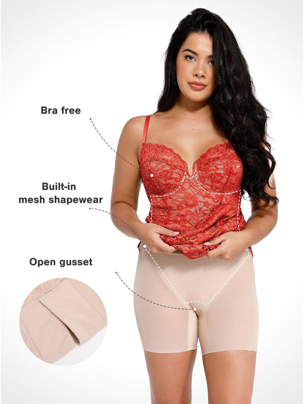 Popilush Shapewear All-Lace Hourglass Corset Side Slit Midi Dress SpadezStore