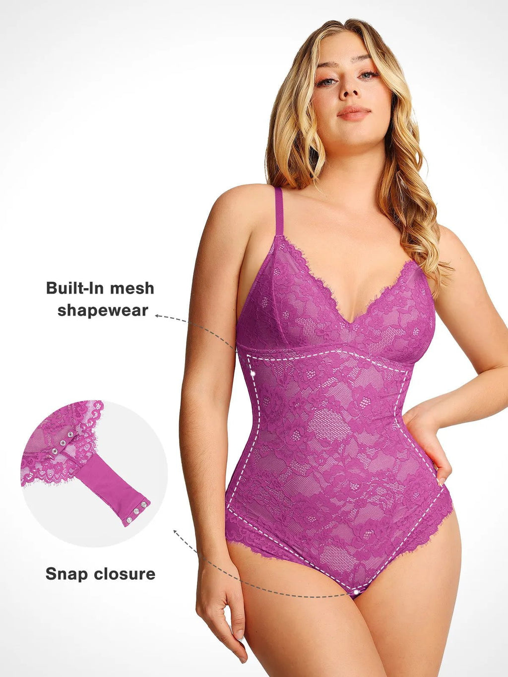 Popilush Shapewear Firm Control Smoothing Full Lace Thong Bodysuit SpadezStore