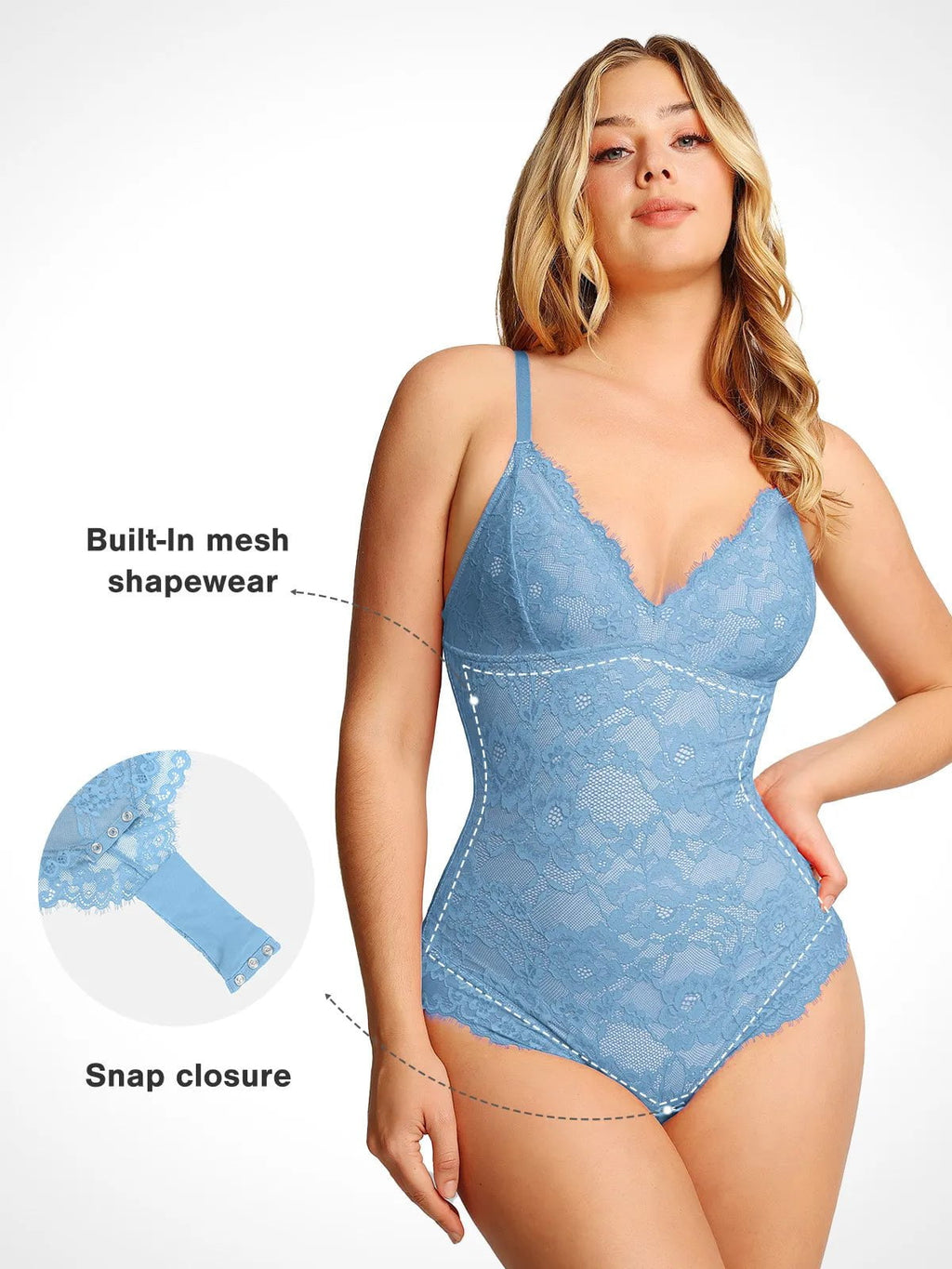 Popilush Shapewear Firm Control Smoothing Full Lace Thong Bodysuit SpadezStore