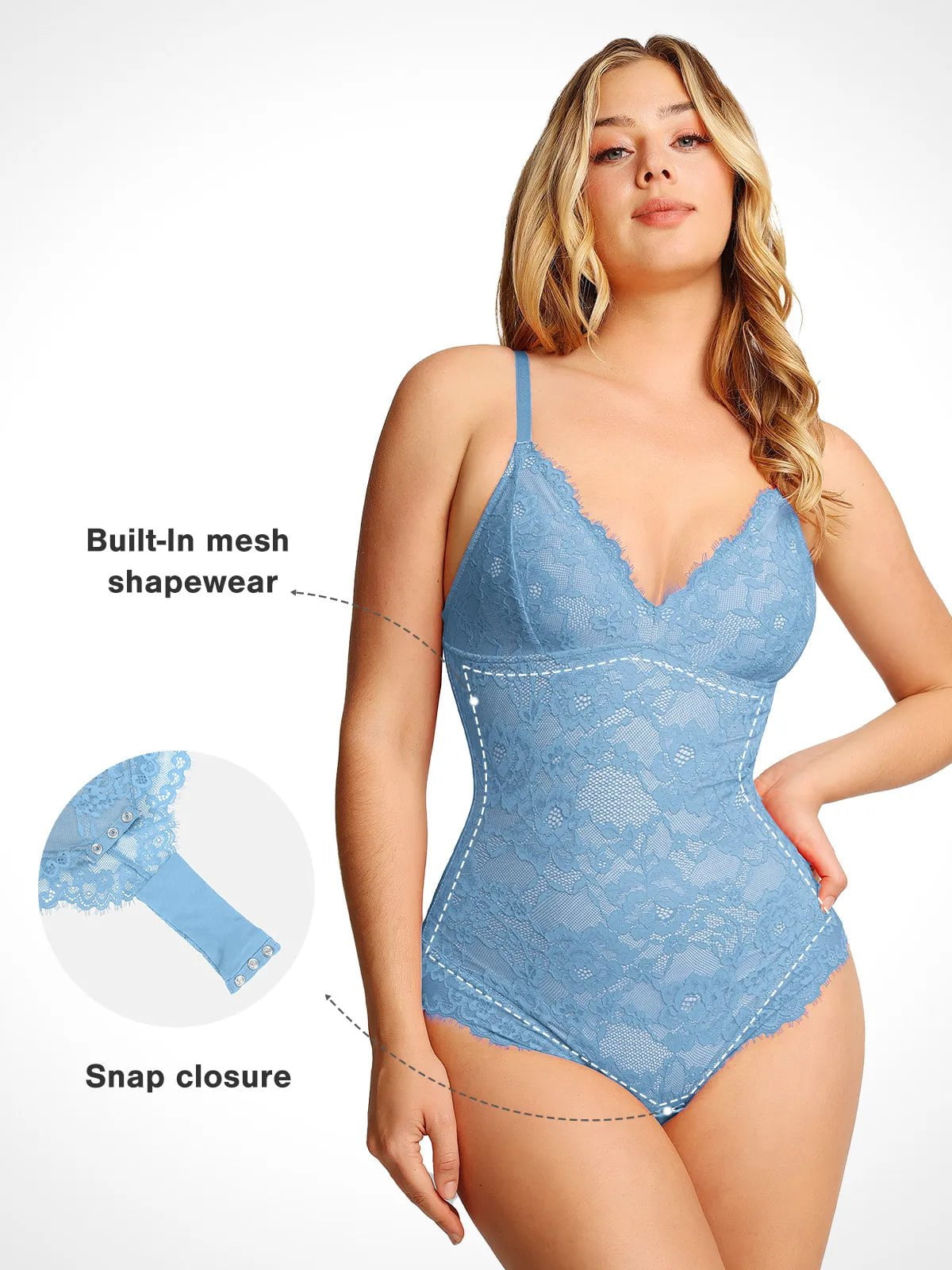 Popilush Shapewear Firm Control Smoothing Full Lace Thong Bodysuit SpadezStore