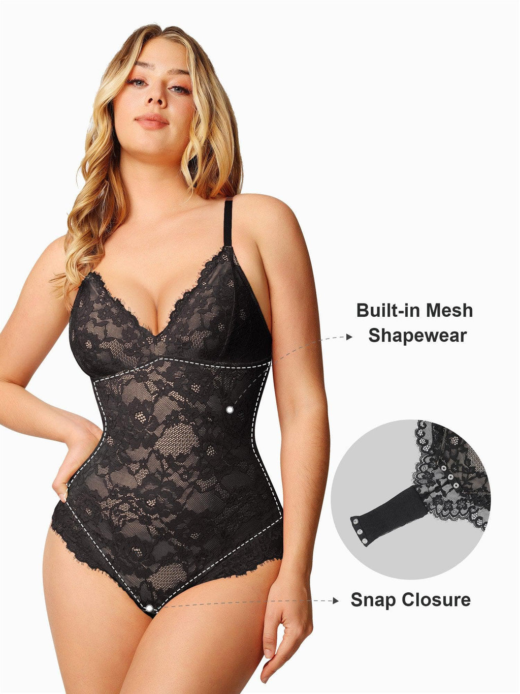 Popilush Shapewear Firm Control Smoothing Full Lace Thong Bodysuit SpadezStore