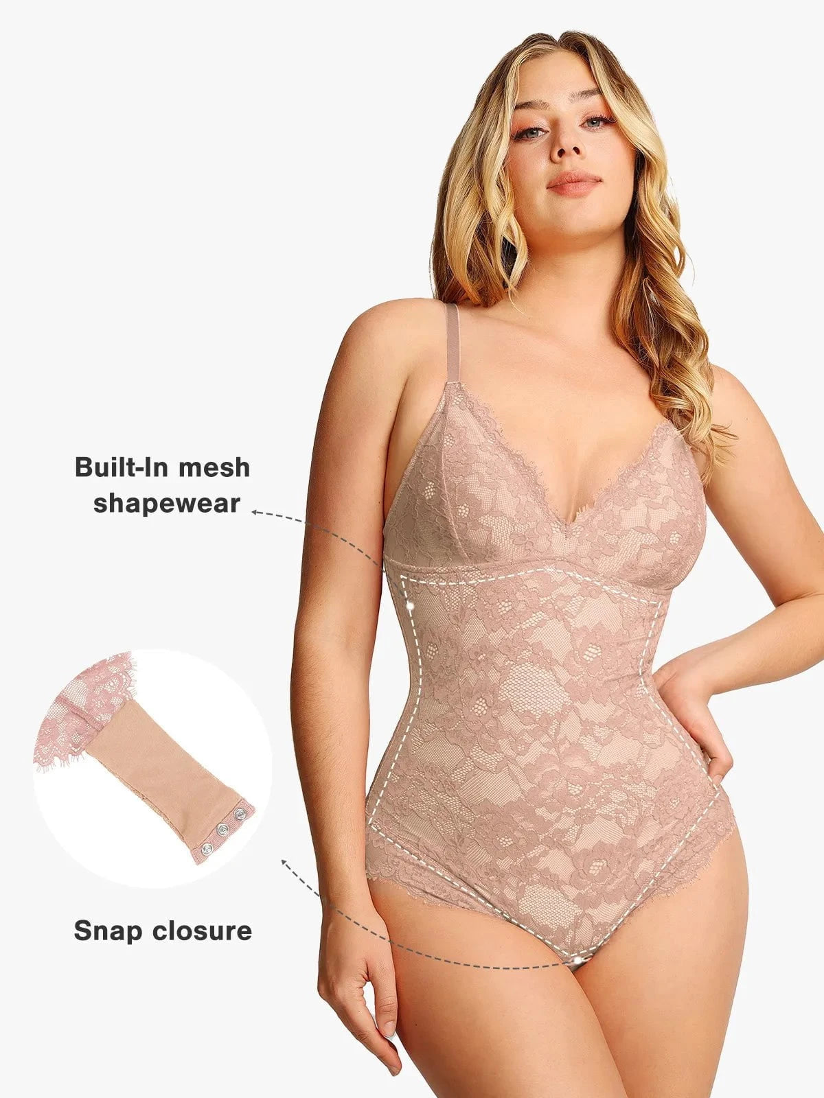 Popilush Shapewear Firm Control Smoothing Full Lace Thong Bodysuit SpadezStore