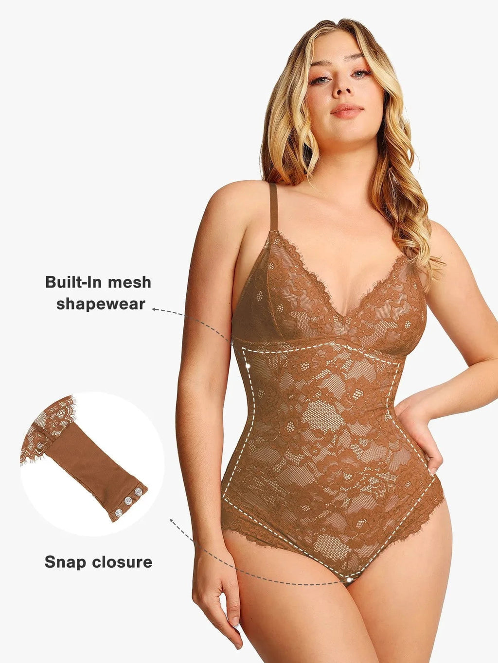 Popilush Shapewear Firm Control Smoothing Full Lace Thong Bodysuit SpadezStore